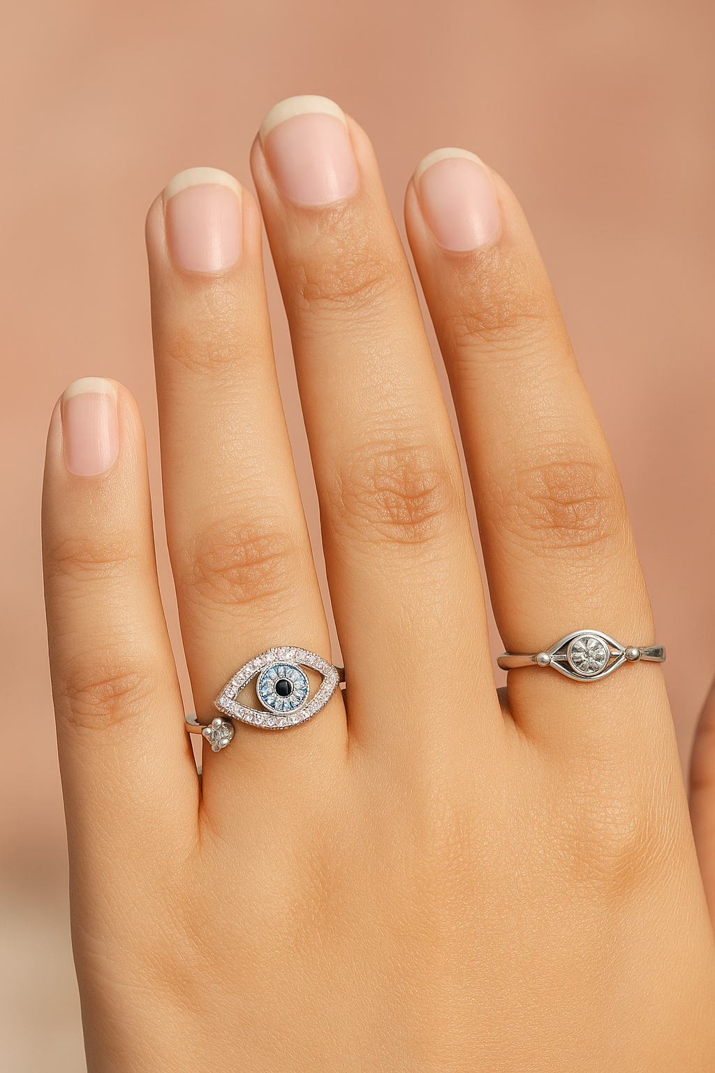 Evil eye adjustable rings